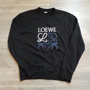 Loewe Anagram Crewneck Long Sleeve Sweatshirt Medium Black Logo Embroidered